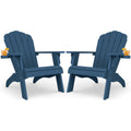 YEFU Oversized Plastic Adirondack Chair Set of 2 with Cup-Holder (Large Dual-Purpose), Weather Resistant, Poly Lumber Outdoor Chairs Duty Rating Widely Used in Patio, Lawn, Outside, Deck Chairs-Black