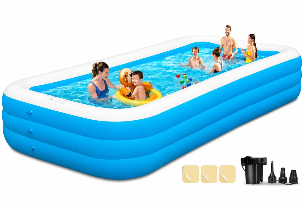 Large Inflatable Pool for Adults & Kids, 120" x 70" x 22" Blow Up Pool, Thickened Full-Sized Family Kiddie Pool for Outdoor Water Play & Summer Fun