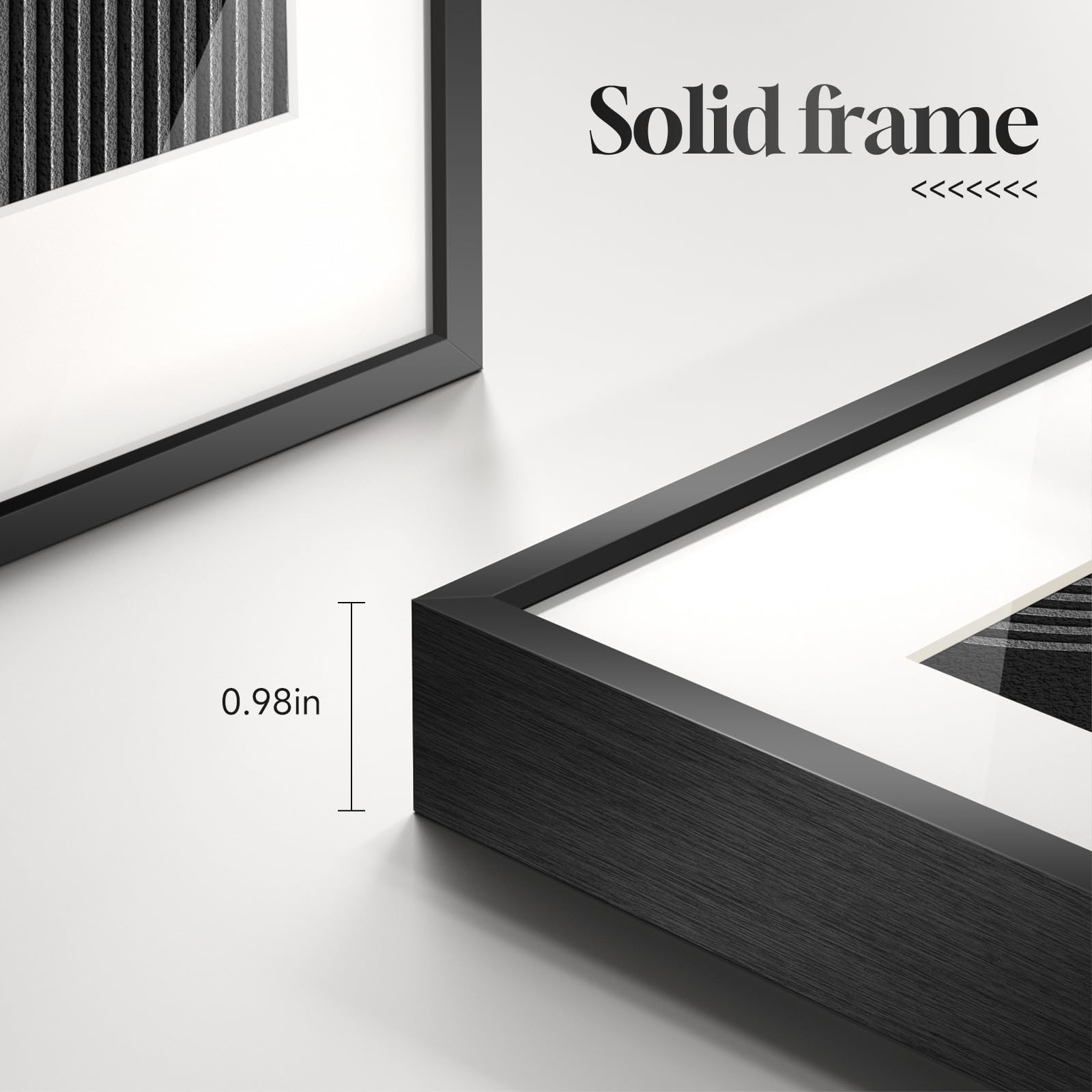 Framed Black and White Modern Abstract Wall Art, 3 Piece Canvas Prints Paintings Artwork for Walls, Minimalist Black White Grey Pictures for Living Room Dining Room Bedroom Office Wall Decor 16x24 In