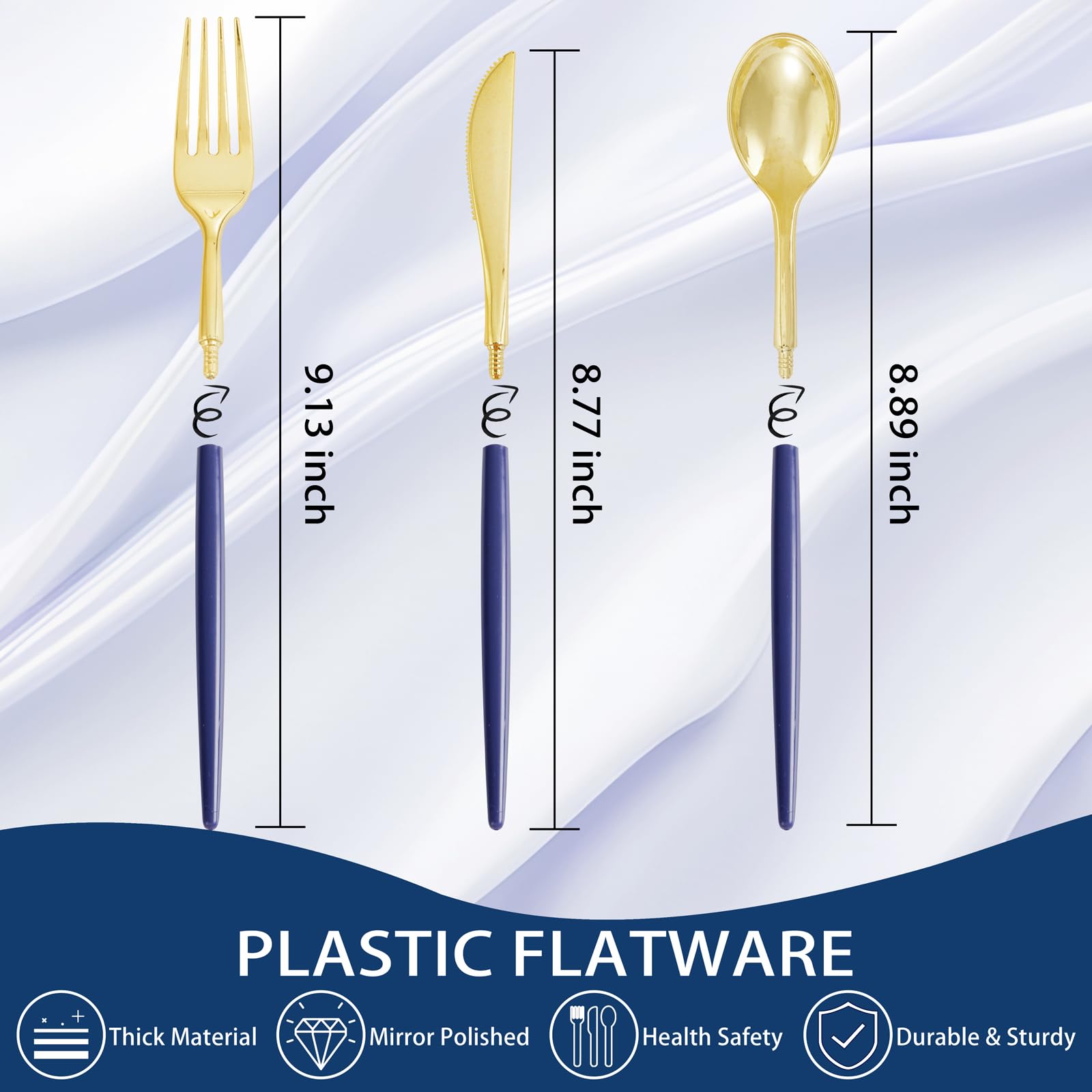 Supernal 102 Pcs Black and Gold Plastic Silverware Set,Heavy Duty Gold Disposable Cutlery for 34 Guests (34 Forks,34 Spoons,34 Knives),Elegant Plastic Flatware for Weddings,Parties & Upscale Events