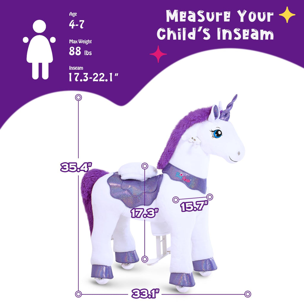 PonyCycle Ride on Toys Riding Black Horse Toys No Battery Required (with Brake/ 30" Height/Size 3) Pony Rider Walking Animals Rocking Horse Ride on Horse for Kids Riding Toys E338