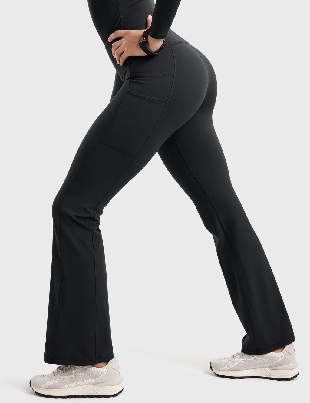 Womens High Waisted Medical Flare Scrub Pants 31" - 7 Pockets Wide Leg Bootcut Yoga Scrub Leggings Work Pants