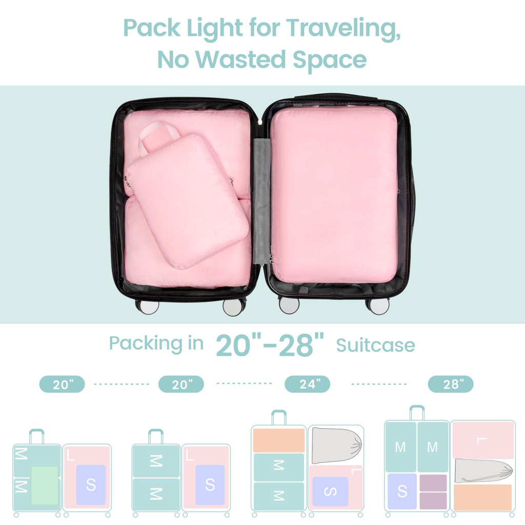 Cambond Compression Packing Cubes for Travel - Lightweight Expandable Travel Bags Luggage Organizers Travel Essentials Compression Cubes for Travel Space Saver for Carry on Suitcases Organizer