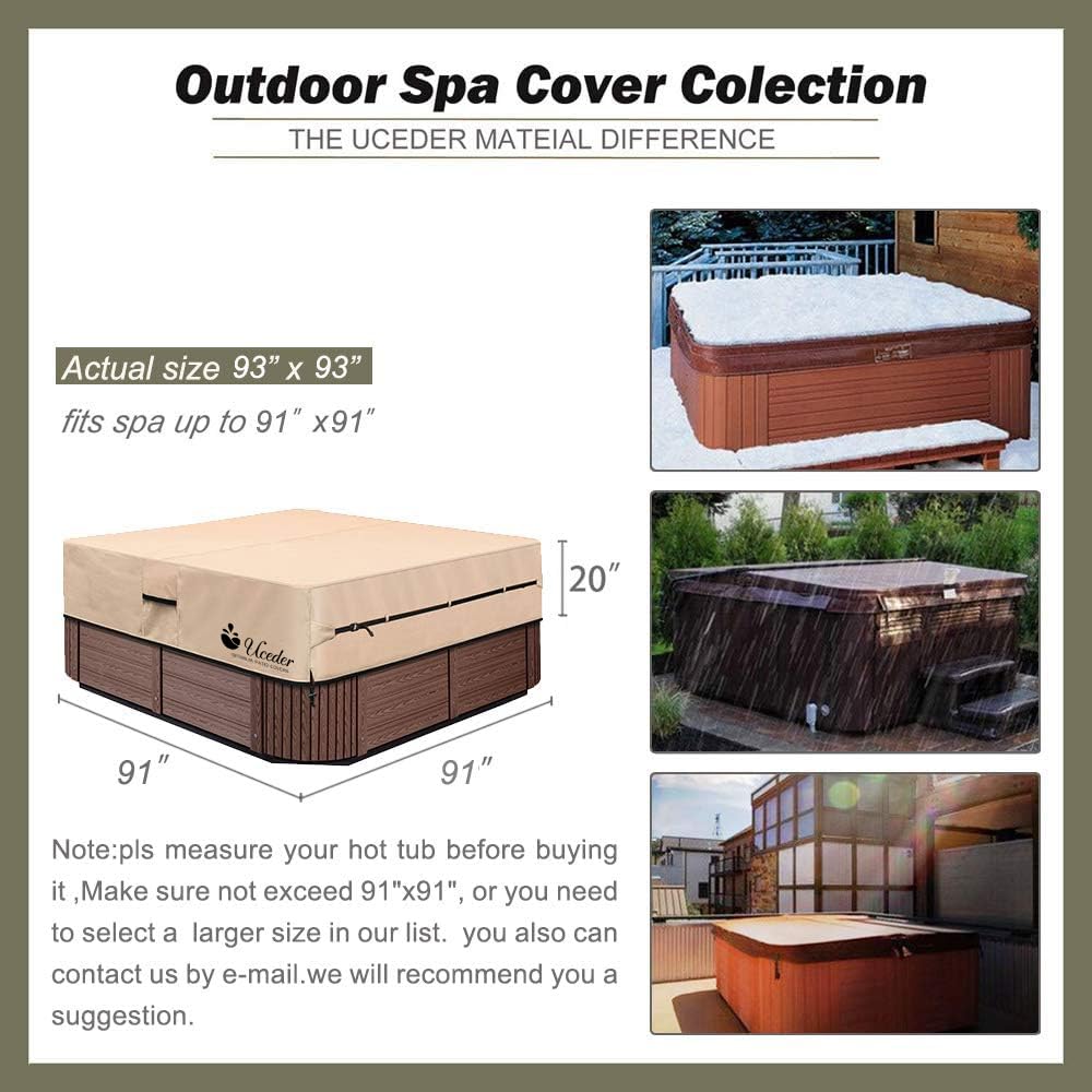 Round Hot Tub Cover Outdoor Waterproof Spa Cover Cap(83''x 20'') 600D Heavy Duty Polyester Hot Tub Cover Protector(Brown)