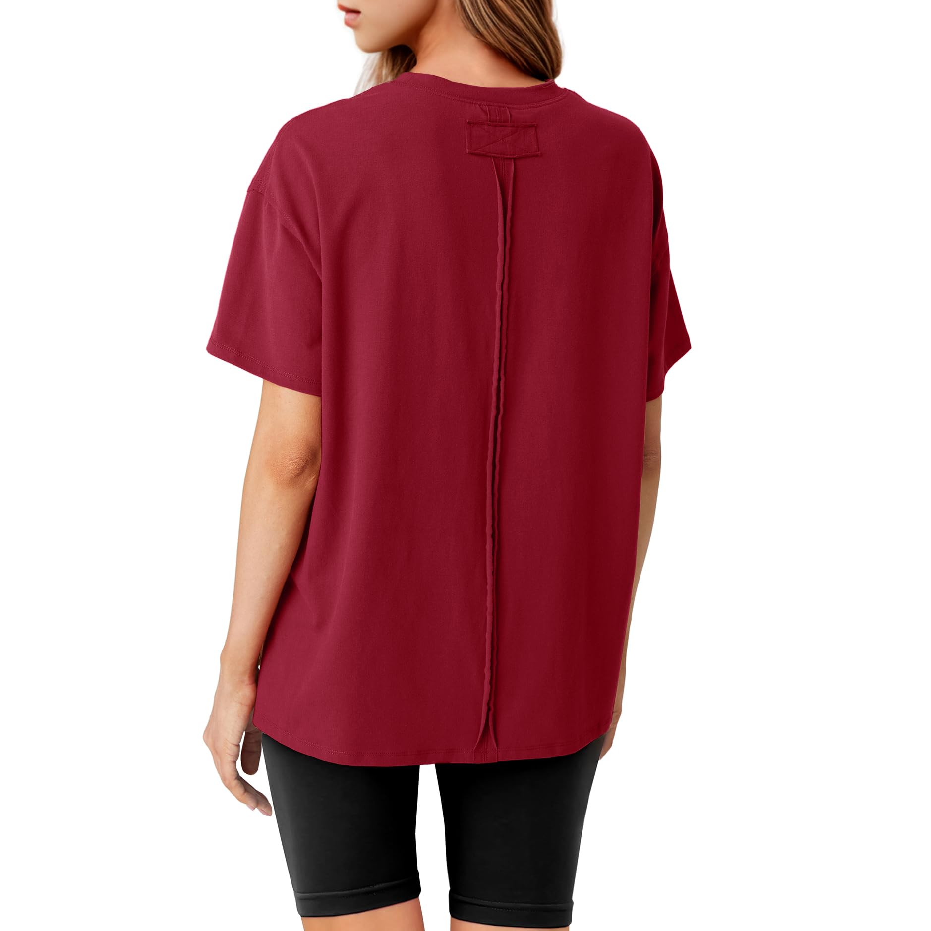 Lepunuo Oversized T Shirts for Women Summer Tops 2024 Trendy Cotton Casual Loose Fit Short Sleeve Side Slit Tee Shirts
