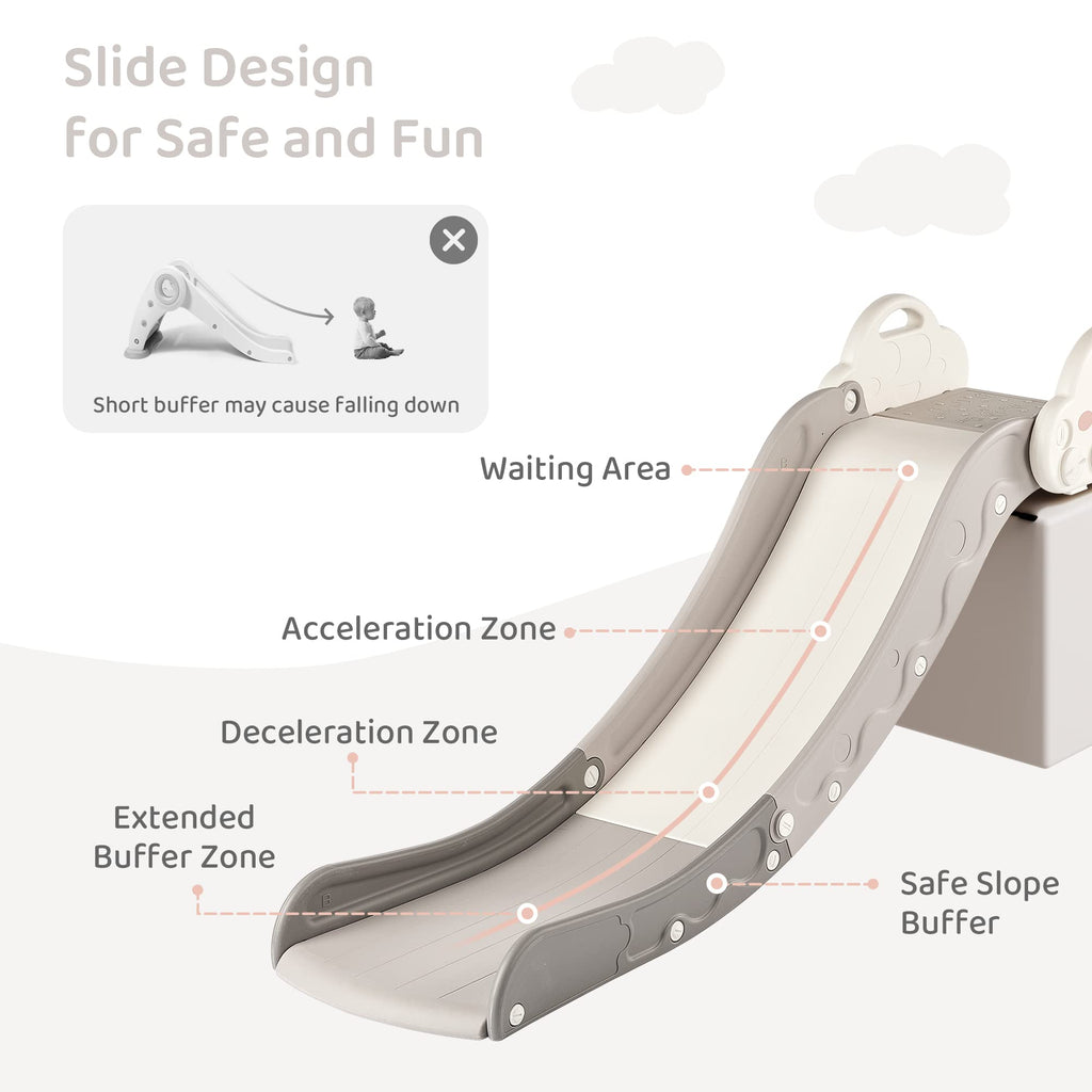 Indoor Kids Baby Couch Slide for Toddler 1-3, Sofa Slide Add-on Attachment for Bed Nugget Playgrounds, with Secure Base Guardrail, Gentle Slope Extended Buffer Zone, Fun Car Design, Blue