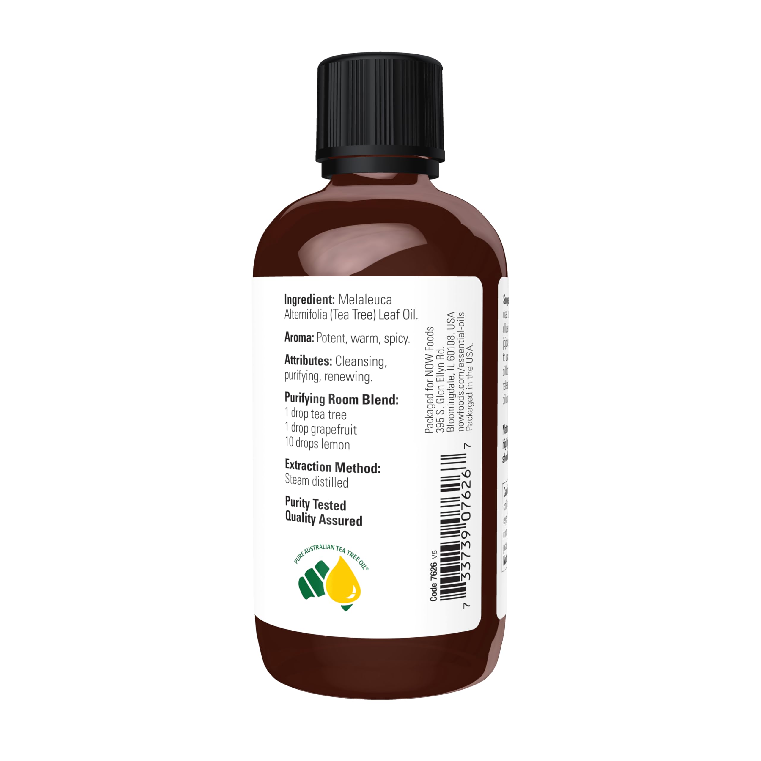 NOW Essential Oils, Tea Tree Oil, Cleansing Aromatherapy Scent, Steam Distilled, 100% Pure, Vegan, Child Resistant Cap, 1-Ounce