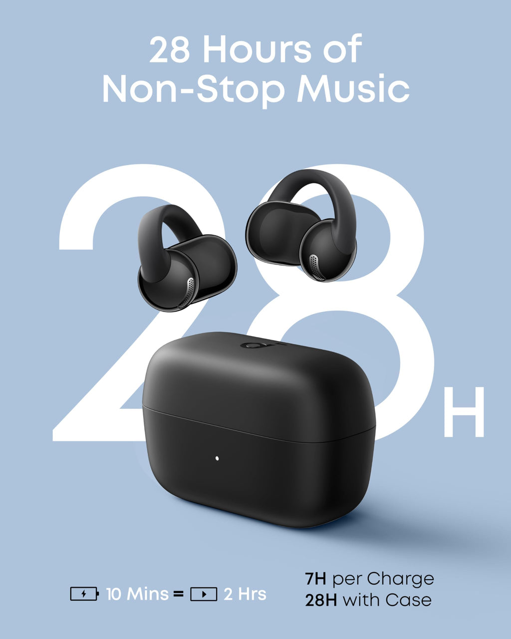 Soundcore C50i by Anker Open Ear Earbuds, Clip-On Headphones Over Ear for Running Workout, 12mm Drivers Powerful Bass, IP55 Waterproof, Bluetooth 6.0 Hi-Res, FlexiClip Design
