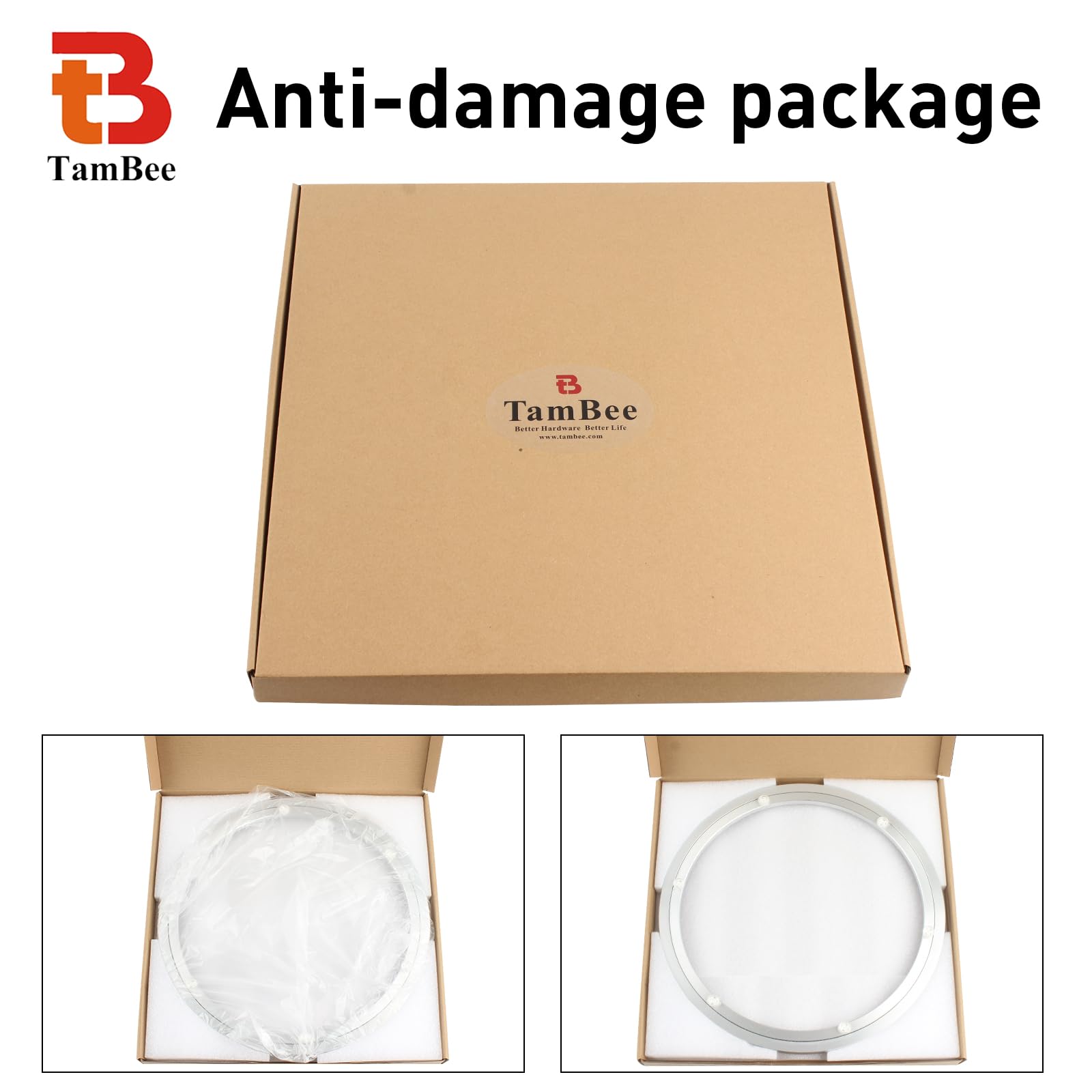 TamBee Aluminum Lazy Susan Heavy Duty Metal Rotating Hardware Turntable Bearing Ring Lazy Susan Base Only (8-Inch Heavy Duty)