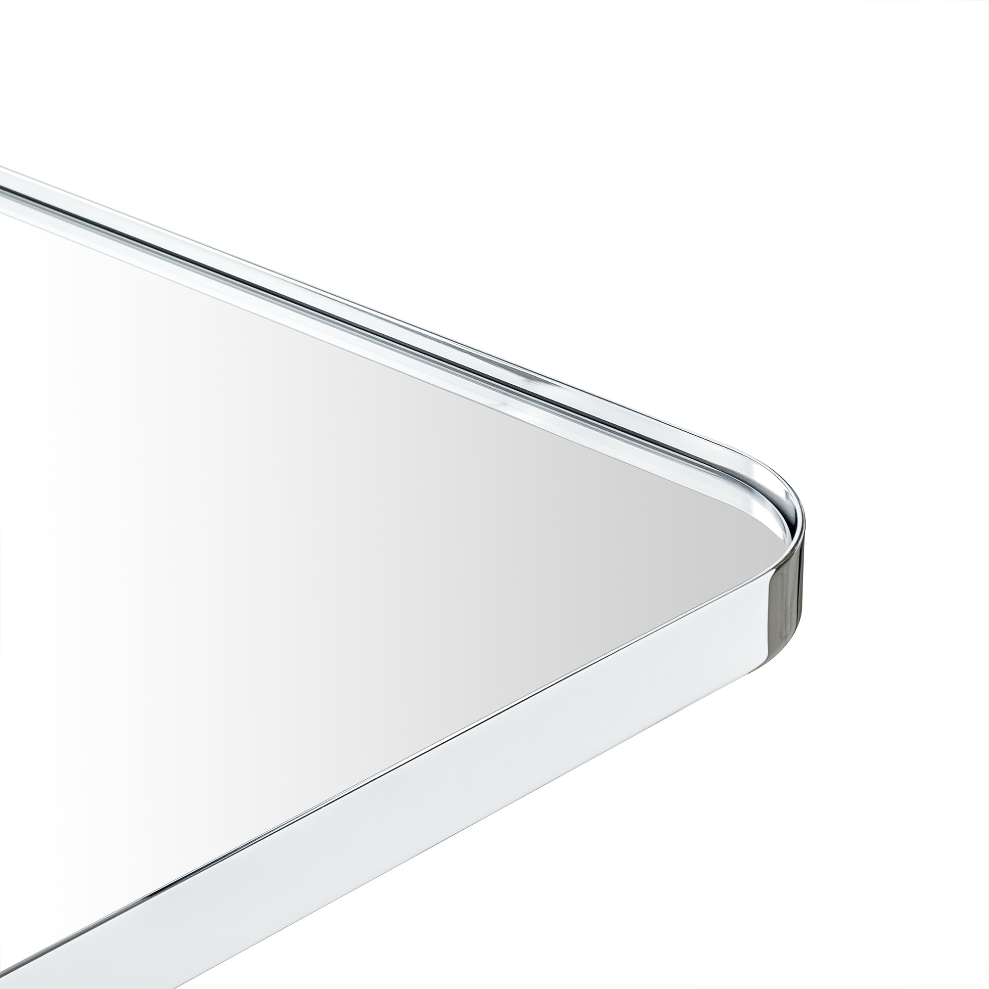 GRACTO 20x30 inch Brushed Nickel Stainless Steel Metal Framed Bathroom Mirror for Wall Mounted Rounded Rectangular Bathroom Vanity Mirror