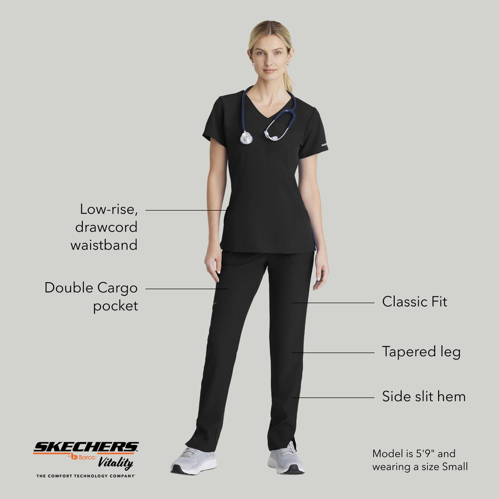 BARCO Skechers Vitality Charge Slim Fit Scrub Jogger for Women – Low-Rise Bottoms with Tapered Leg & 4-Way Stretch