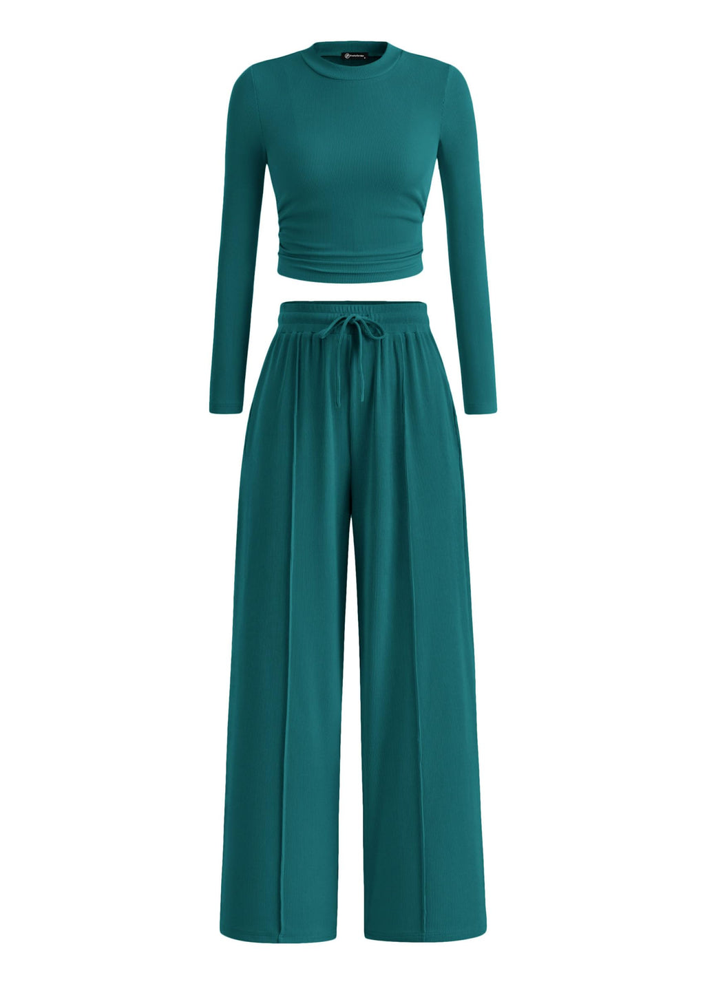 PRETTYGARDEN Women's 2 Piece Sets 2026 Fall Long Sleeve Crop Tops Wide Leg Pants Matching Outfit Tracksuits Spring Clothes