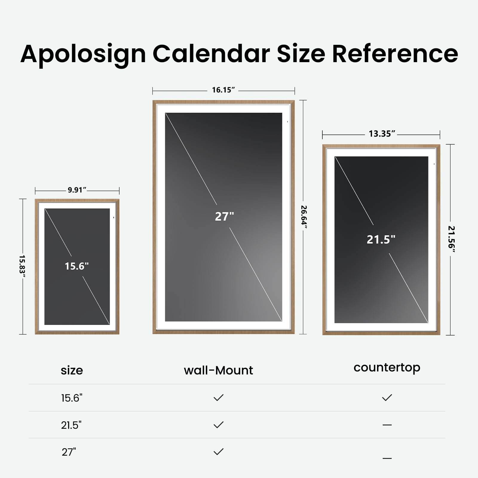 Apolosign 27-inch Digital Calendar & Smart Family Wall Planner, No Subscription, Calendar & Dashboard Dual-Mode System, Shared Touchscreen Display with Calendar Sync, Chore Charts & Family Scheduling Hub, Wall Mount Included (Black)