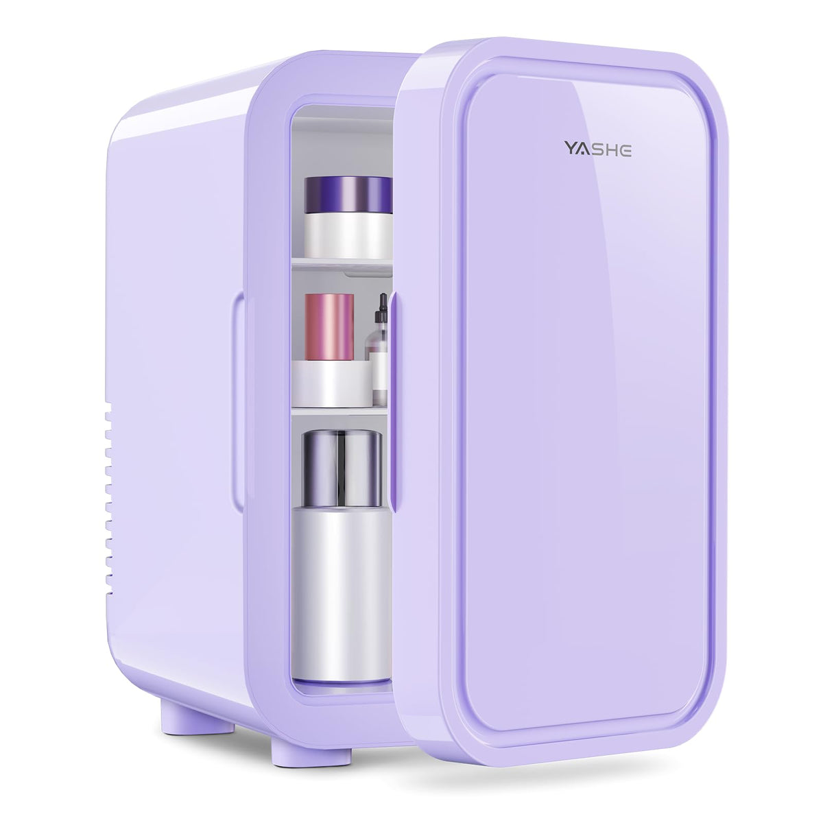 YASHE Mini Fridge, 4 Liter/6 Can Mini Makeup Fridge, 110V AC/ 12V DC Portable Thermoelectric Cooler&Warmer for Skincare, Drink, Cosmetic, Medicine, Small fridge for Bedroom, Office, Dorm, Car, Black