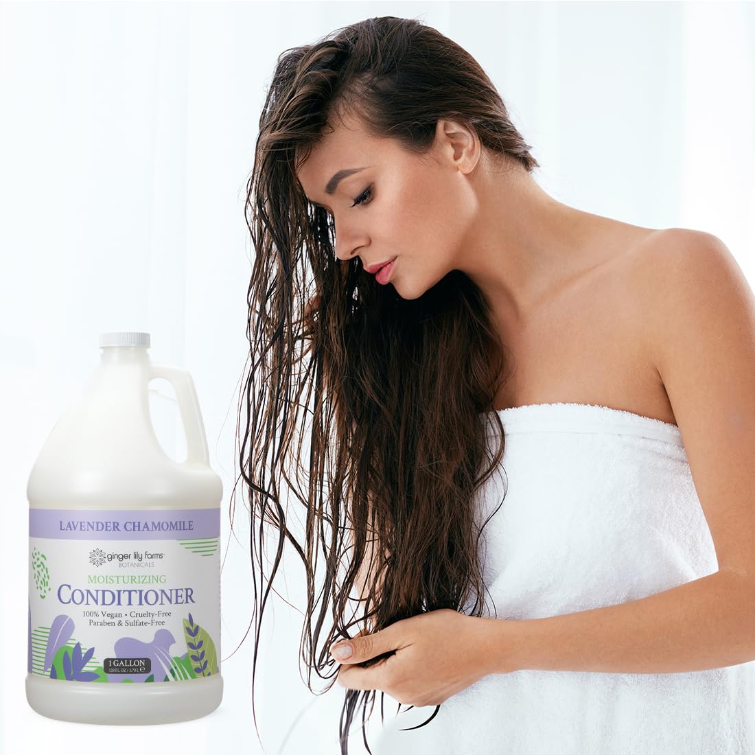 Ginger Lily Farms Botanicals Moisturizing Conditioner for Dry Hair, 100% Vegan & Cruelty-Free, Apple Pear Scent, 1 Gallon Refill (128 fl oz)