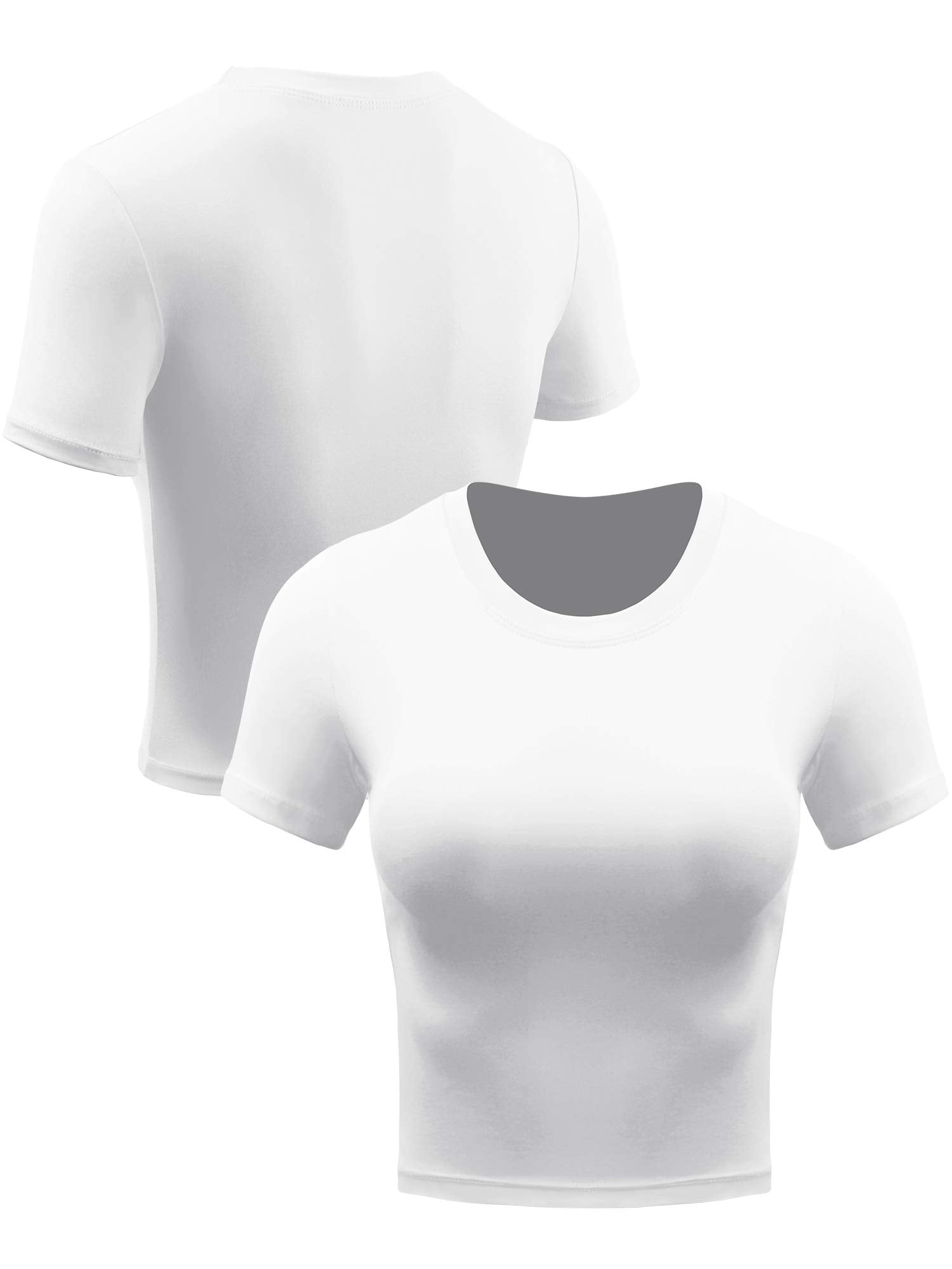 CADMUS Women's Dry Fit Crop Top Yoga Short Sleeve Shirts Crew Neck Athletic Running Tee 3 Pieces