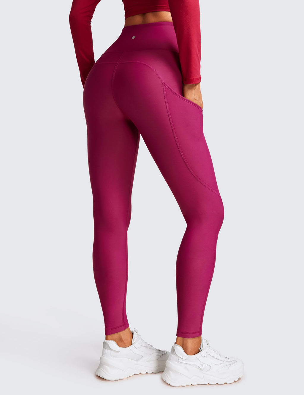 CRZ YOGA Fleece Lined Leggings Pockets 28'' - Thermal Casual Lounge Workout Womens Yoga Full Length Pants Winter Warm