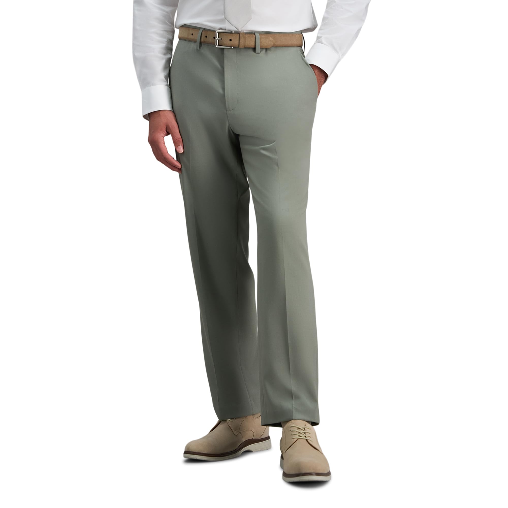 J.M. Haggar Mens 4-Way Stretch Straight Fit Flat Front Dress Pant