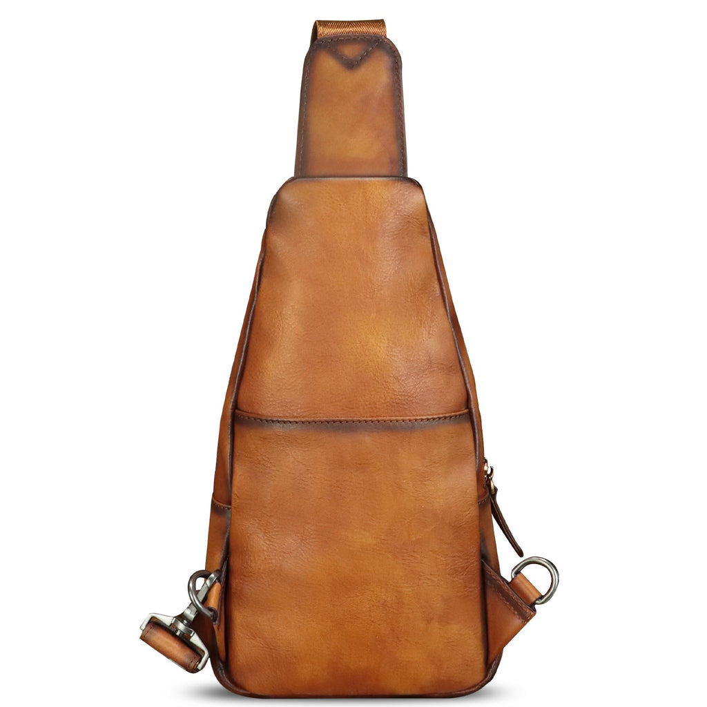 Genuine Leather Sling Bag for Men and Women Real Leather Shoulder Crossbody Bag Chest Bag Sling Backpack Purse