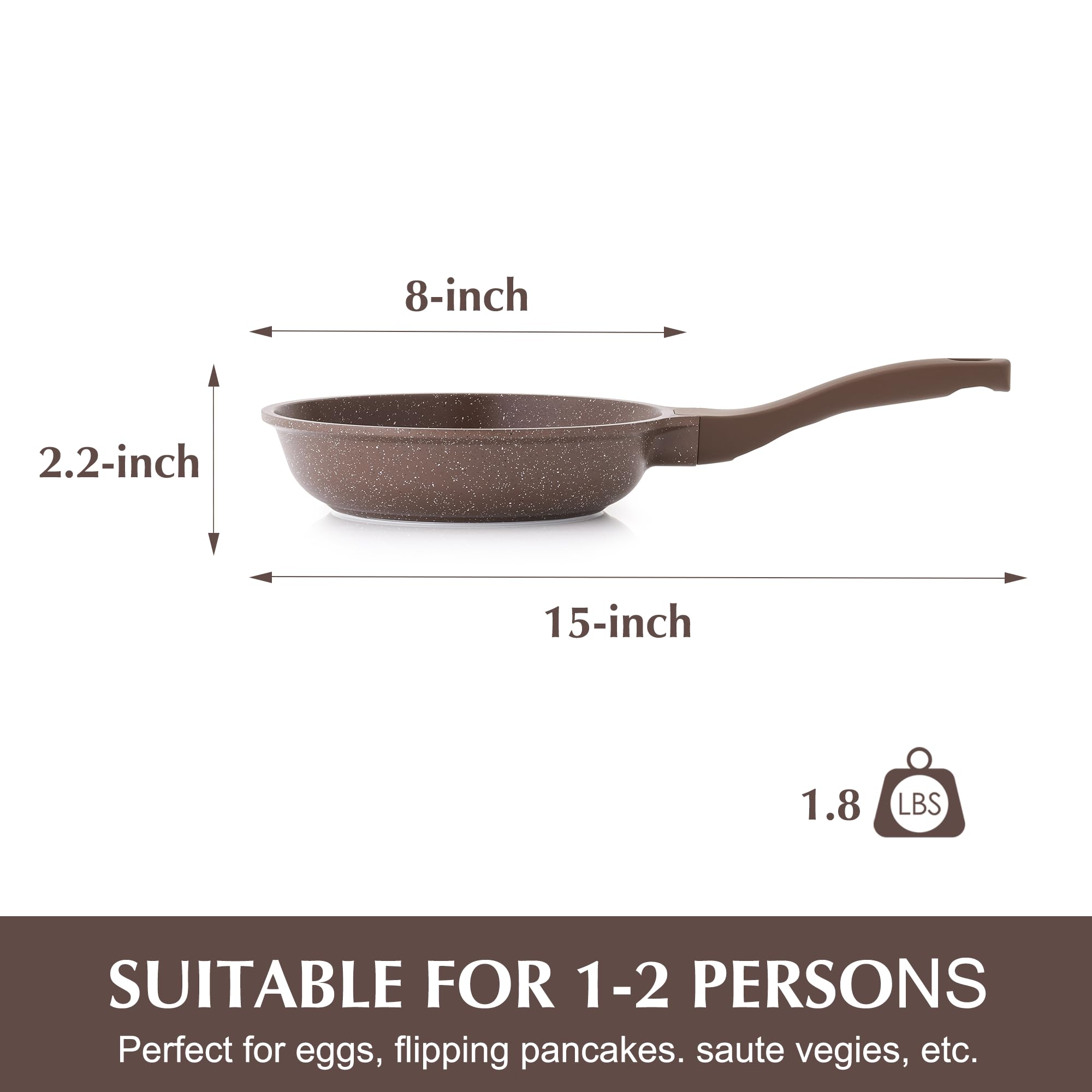 SENSARTE Nonstick Ceramic Frying Pan 8-Inch, Healthy Non Toxic Skillet, Induction Compatible Omelet Pan with Heat Resistant Handle, PFAS-Free, Cream White