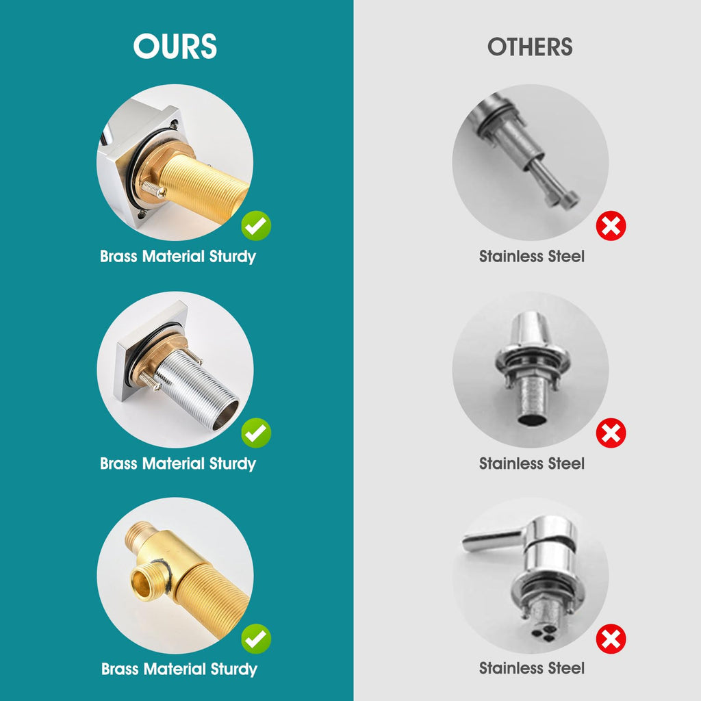Brass Roman Tub Faucet with Sprayer, Deck Mount Bathtub Faucet with Hand Shower, 3 Hole Waterfall Faucet with 360 Spout, Single Handle Tub Filler with 8 GPM High Flow, Brushed Gold