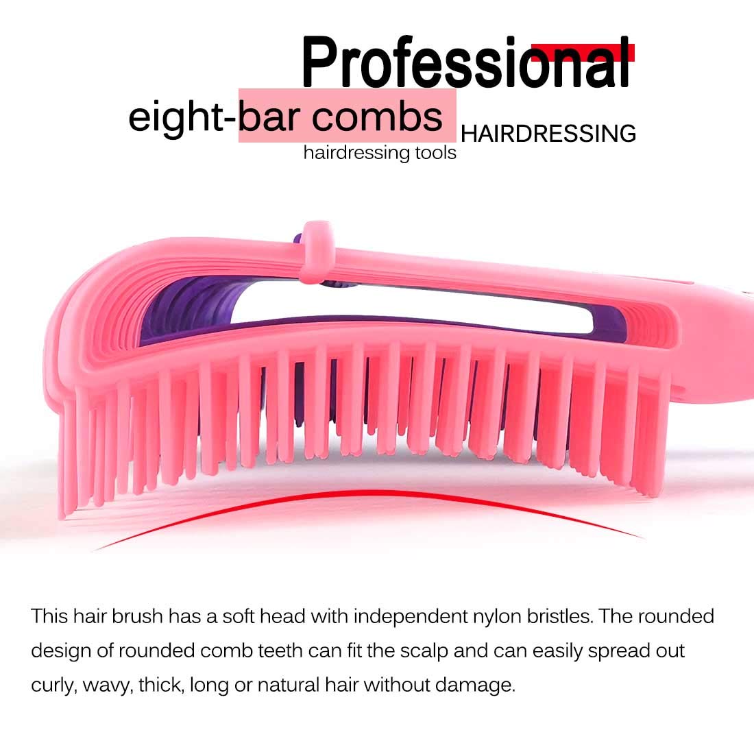Detangling Brush for Afro America/African Hair Textured 3a to 4c Kinky Wavy/Curly/Coily/Wet/Dry/Oil/Thick/Long, Knots Detangler Scalp Massage Comb Hair Detangler for Women (1 pc, Purple)