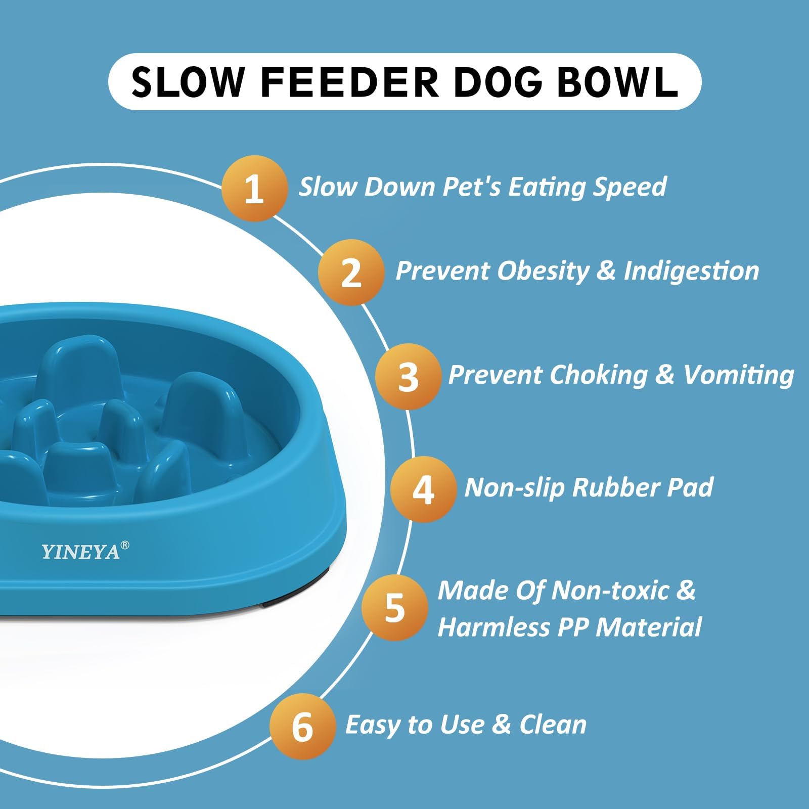 YINEYA 2PCS Anti-Choking Slow Feeder Dog Bowls Small Size Dog, Slow Feeder Cat Bowl, Supplies and Puzzle for Pet