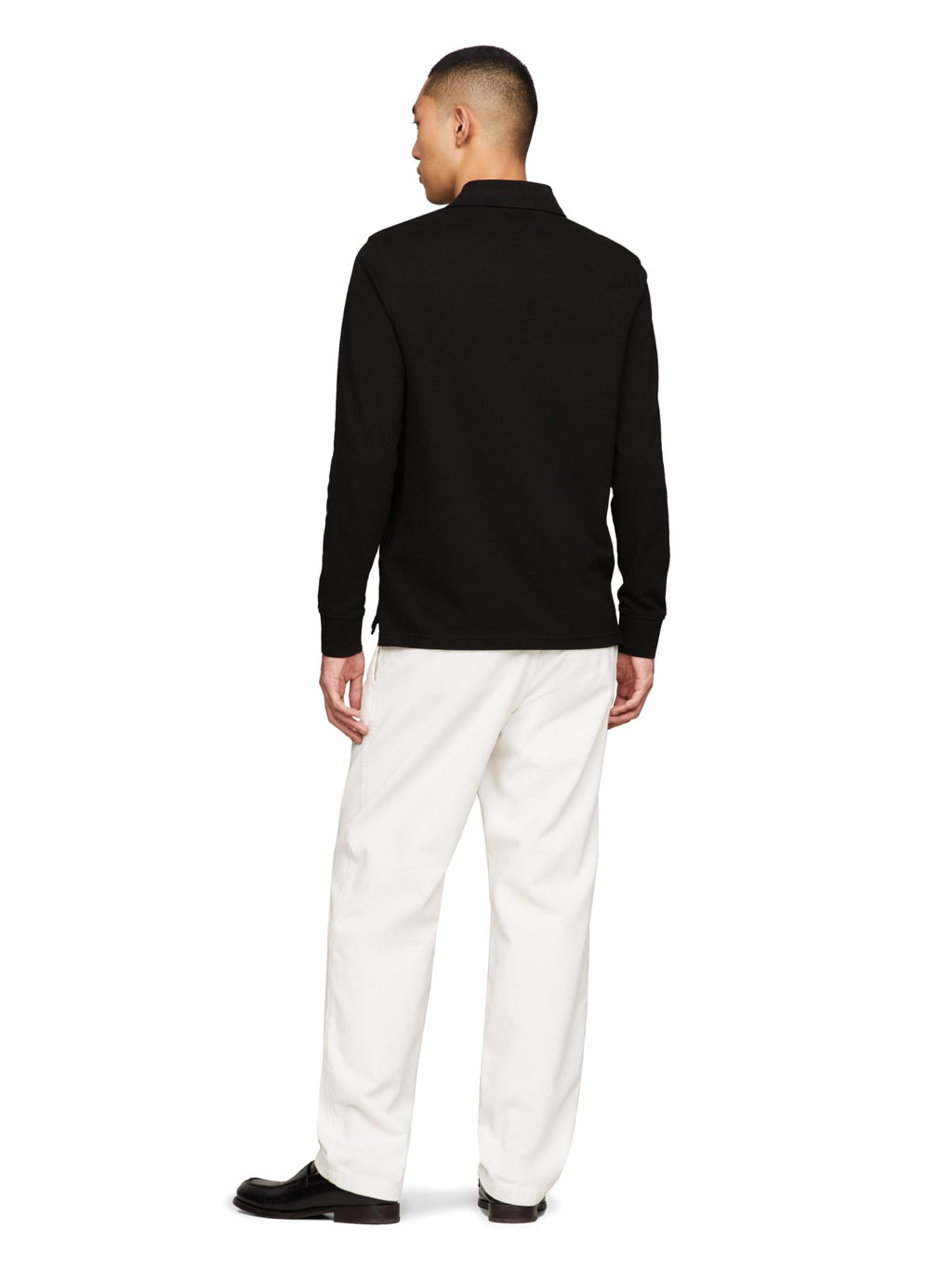 Tommy Hilfiger Men's Long Sleeve Polo Shirts in Regular Fit with Stretch and Organic Pique Cotton