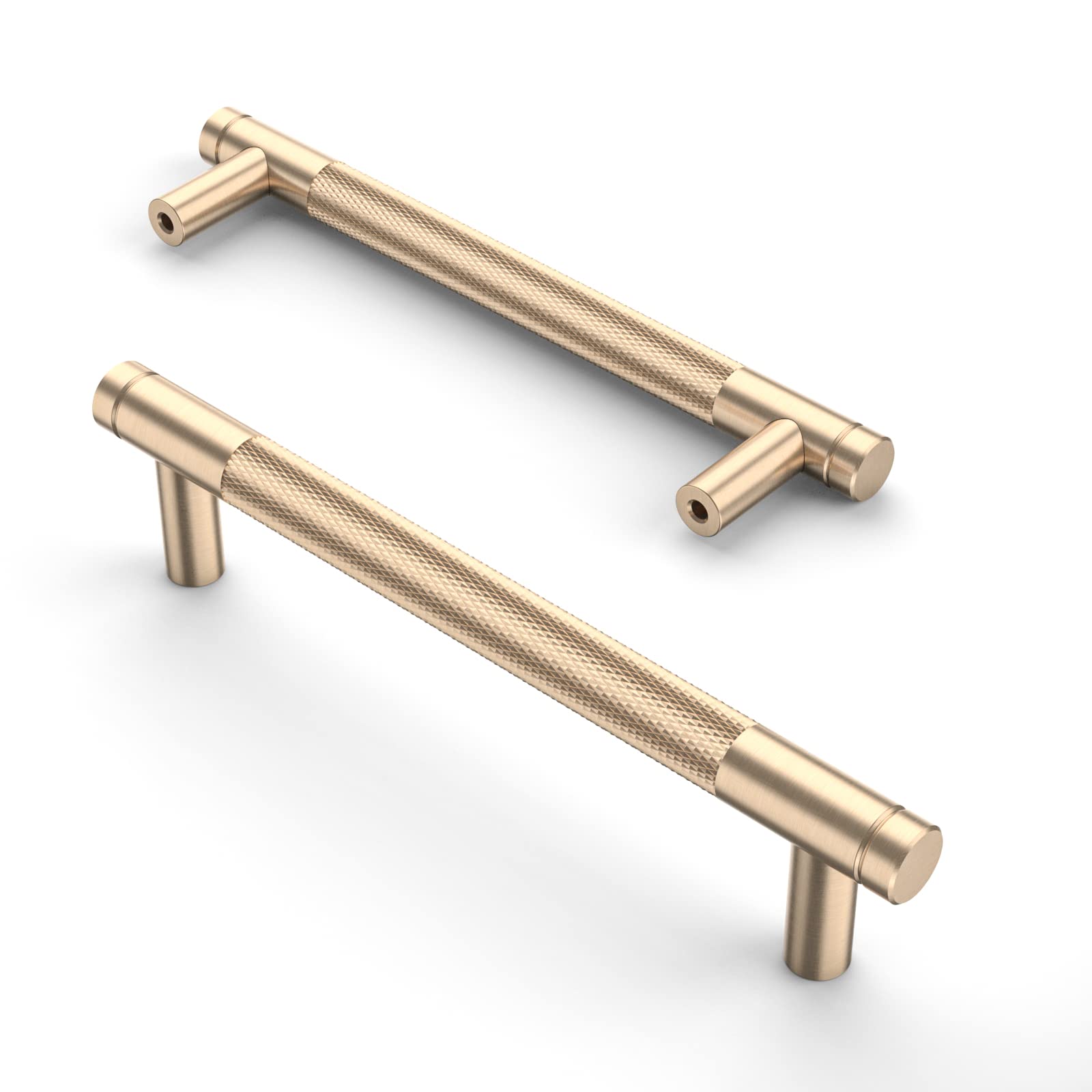 Asidrama 10 Pack 3 Inch(76mm) Matte Black and Champagne Bronze Cabinet Pulls Knurled Cabinet Handles Cupboard Handles Kitchen Cabinet Hardware for Cupboard Drawer Pulls