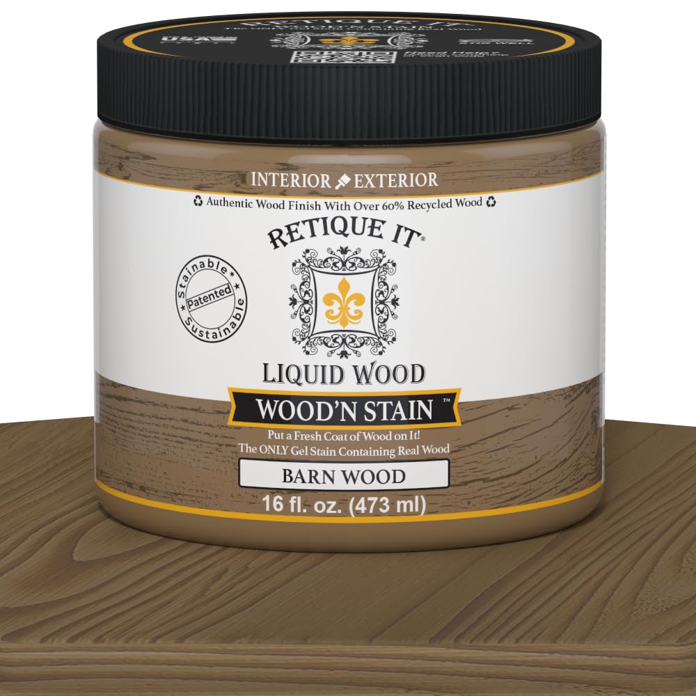 Retique It Wood'n Stain - Liquid Wood Gel Stain Interior/Exterior (08 oz (Half-Pint), 35 Dark Oak)