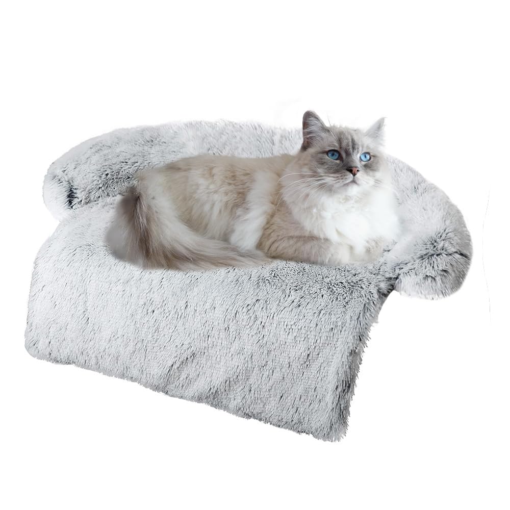 Luxurious Calming Dogs/Cats Bed Mats, Dog Pad Washable Removable Couch Cover, Plush Long Fur Mat for Pets, Waterproof Lining, Perfect for Small, Medium and Large Dogs and Cats (Beige, 31"x23")