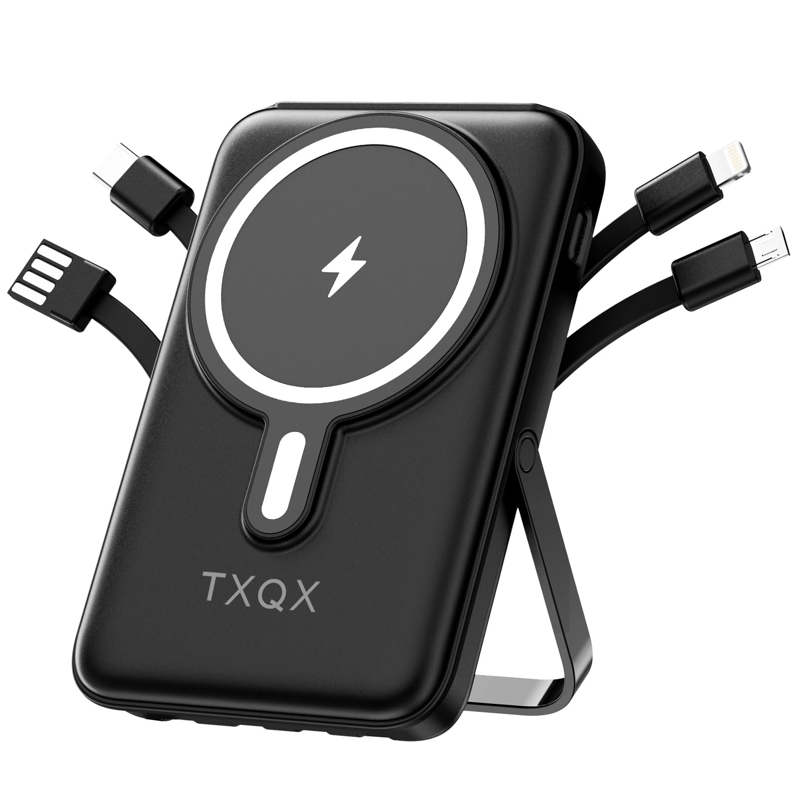 for Magsafe Battery Pack,10000mAh Magnetic Power Bank 22.5W PD Fast Charging with LED Display,Wireless Portable Charger with Built-in Cables and Stand for iPhone 17/16/15/14/13/12/Pro/Pro Max
