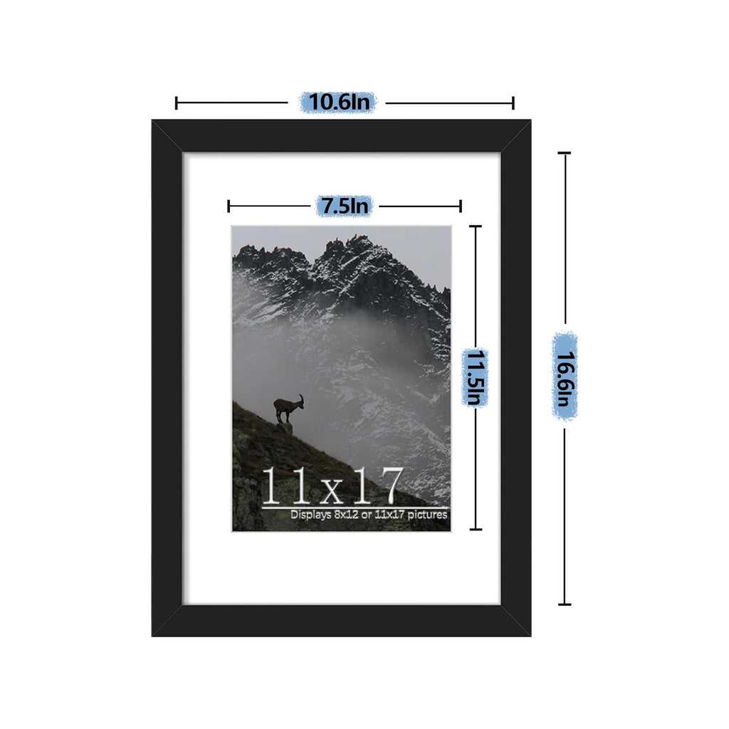 Picrit 24x34 Black Poster Frame 7 Pack, Display Pictures 20x30 Picture with Mat or 24 x 34 without Mat for Horizontal or Vertical Wall Mounting, Wall Gallery Photo Frames