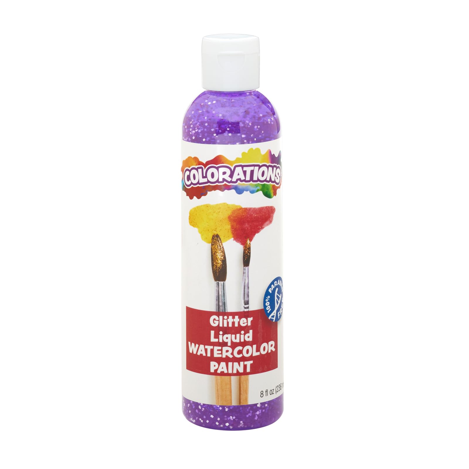 Colorations Paraben-Free Glitter Liquid Watercolor Paint, Set of 8 Vibrant Colors, 8 fl oz, Non-Toxic and Made in The USA