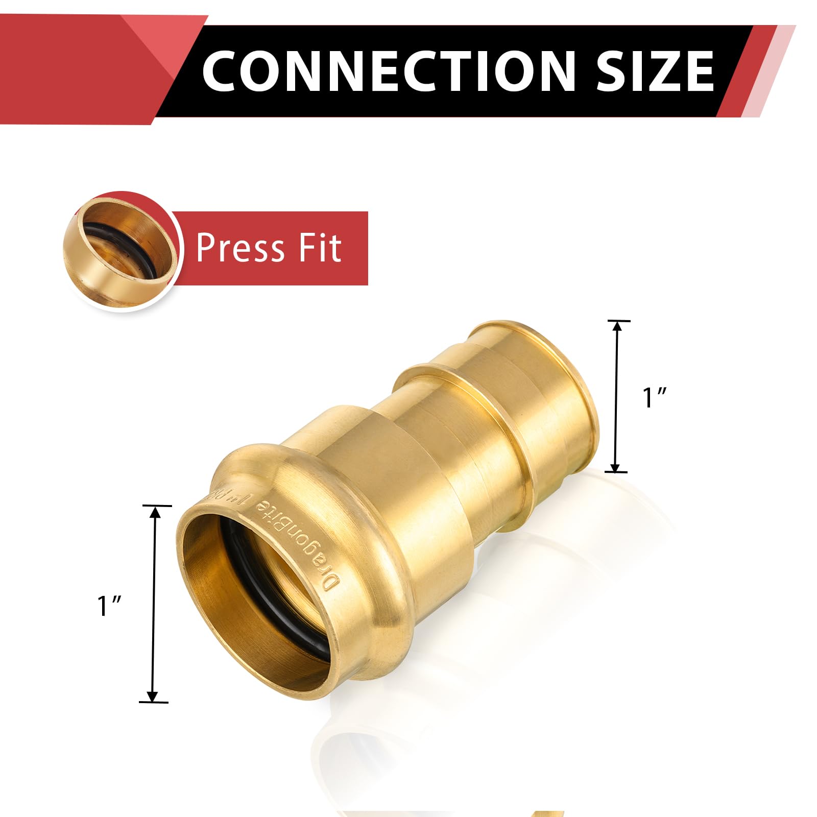 (Pack of 2) EFIELD 1" Copper Press X 1" PEX Crimp Coupling Brass Adapters For Copper and Pex Pipe Connection,(PEX1807388-2PCS)