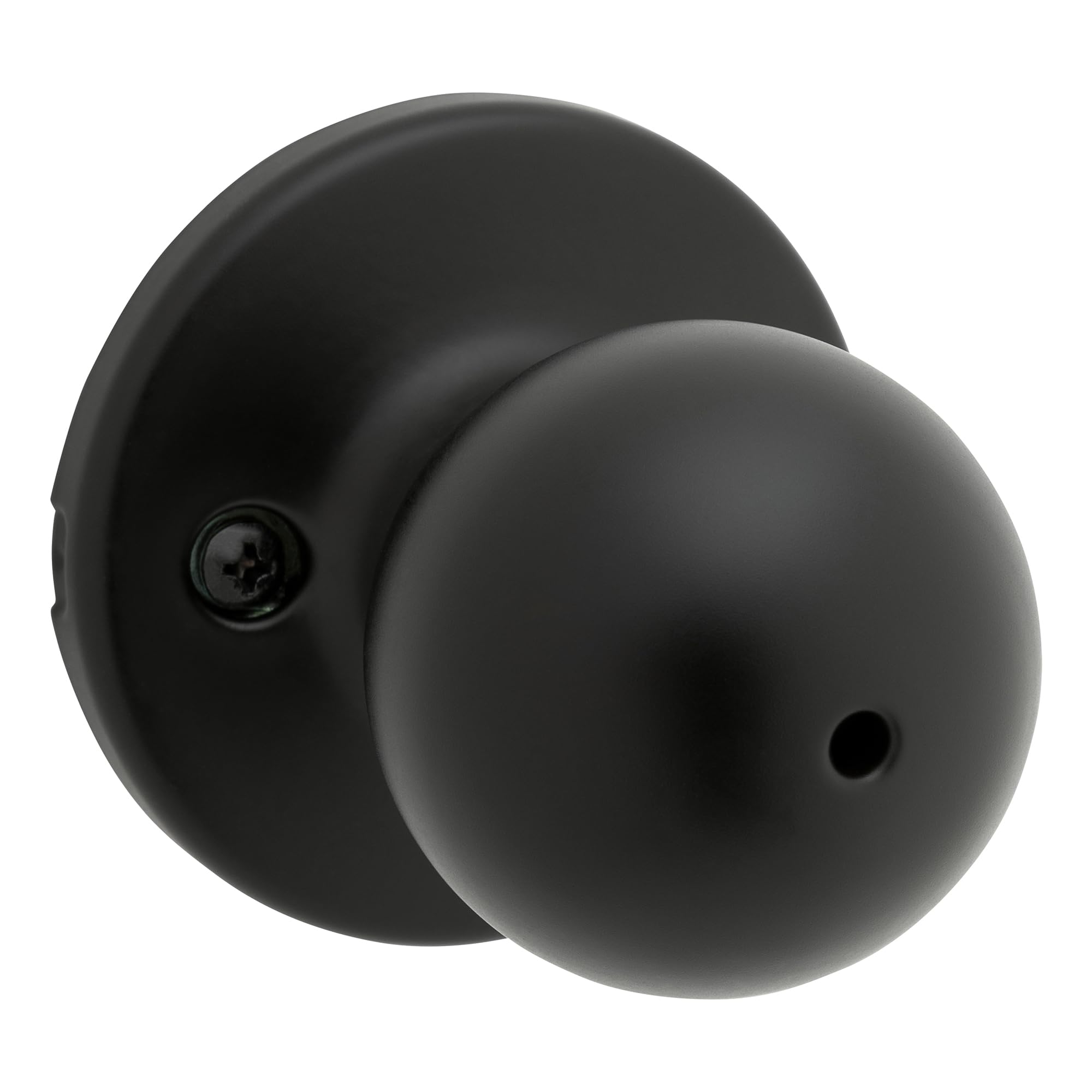 Kwikset Polo Dummy Door Knob, Single Sided Handle for Closets, French Double Doors, and Pantry, Matte Black Non-Turning Interior Push/Pull Door Knob, with Microban Protection