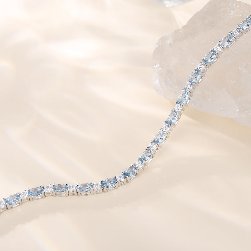 FANCIME Birthstone Bracelets Sterling Silver Tennis Bracelets Charm Fine Jewelry Birthday Gifts for Women 7"