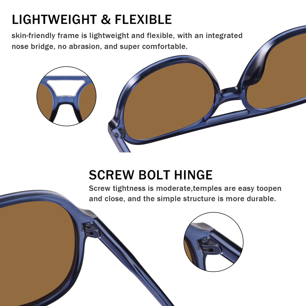 YDAOWKN Retro Square Aviator Sunglasses for Womens Mens Vintage 70s Double Bridge Sun Glasses