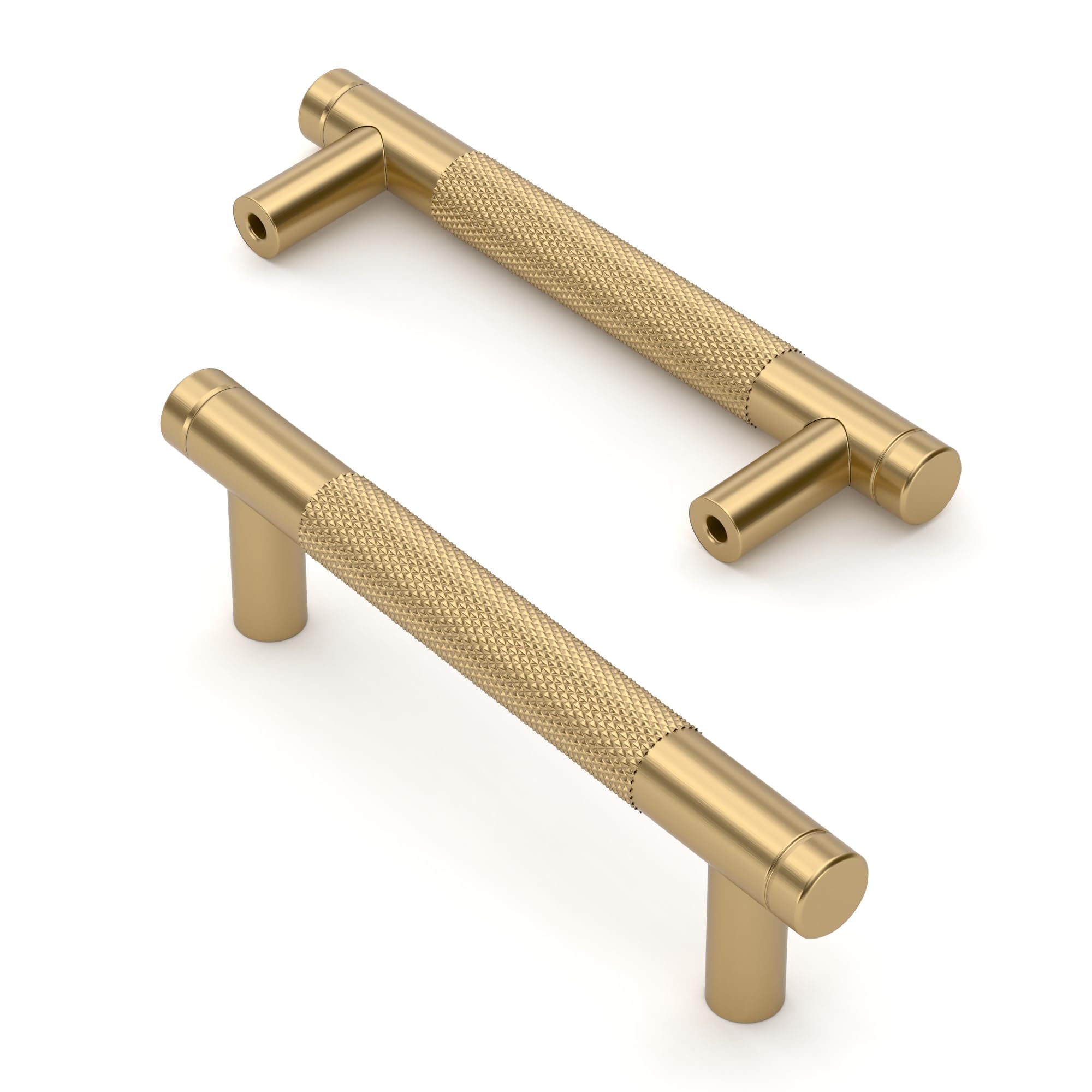 Asidrama 10 Pack 3 Inch(76mm) Matte Black and Champagne Bronze Cabinet Pulls Knurled Cabinet Handles Cupboard Handles Kitchen Cabinet Hardware for Cupboard Drawer Pulls