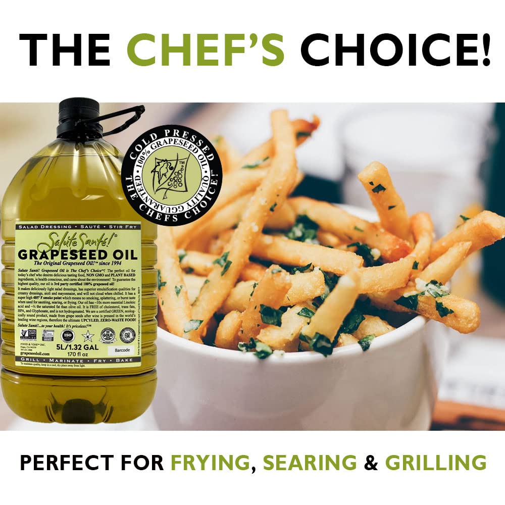 Salute Santé! Cold Pressed Grapeseed Oil – 500 ml 1-Pack — cooking oil, grapeseed oil — High Smoke Point, Neutral Flavor, Ideal for Frying, Baking & Salad Dressings Gourmet kitchen essential