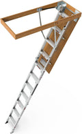 Aluminum Attic Ladder - Retractable Loft Stairs, Folding Pull-Down Design, Manual Lifting for 7'8"-10'3" Ceiling Height, 22.5" x 54", 375 lbs Capacity