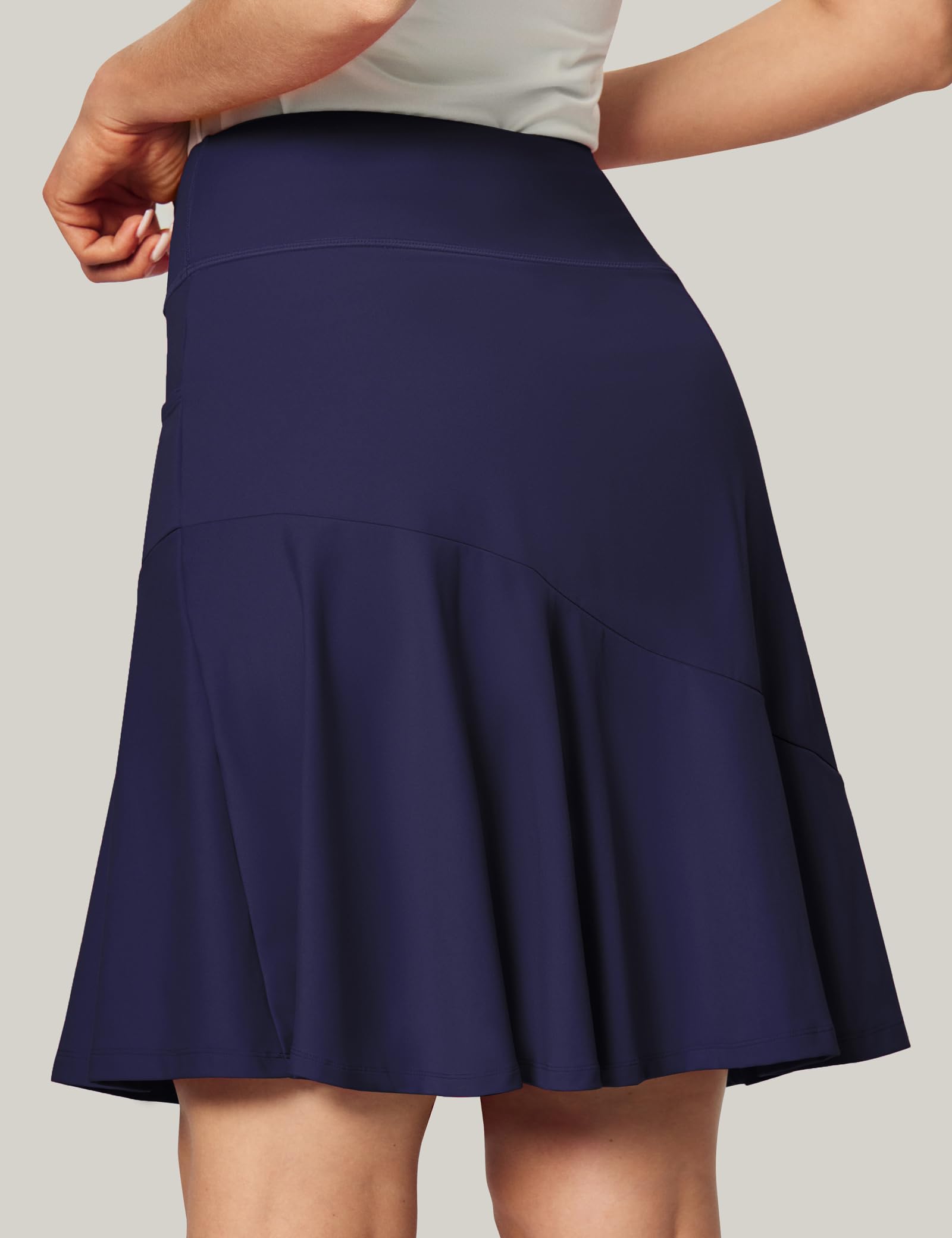 IUGA Ruffle Knee Length Skorts for Women with Pockets High Waisted Skirt with Shorts Underneath for Golf Athletic 20''