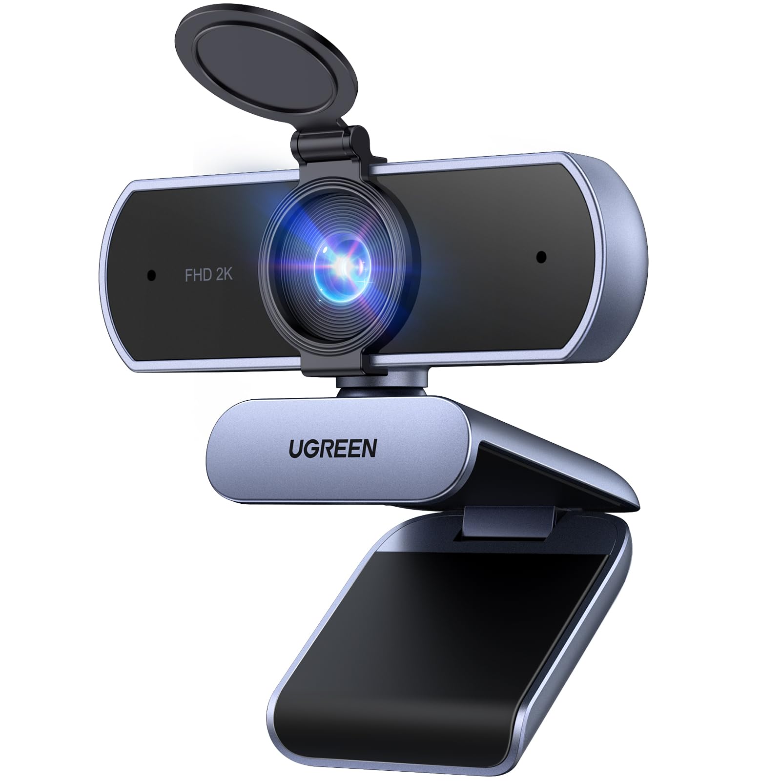 UGREEN 2K Webcam for PC Ultra HD 1080P Computer Webcam with Microphone, PC Camera with Privacy Cover, USB Web Camera for Streaming, Conference, Video Calling, Zoom, Skype, Teams, FaceTime, Grey