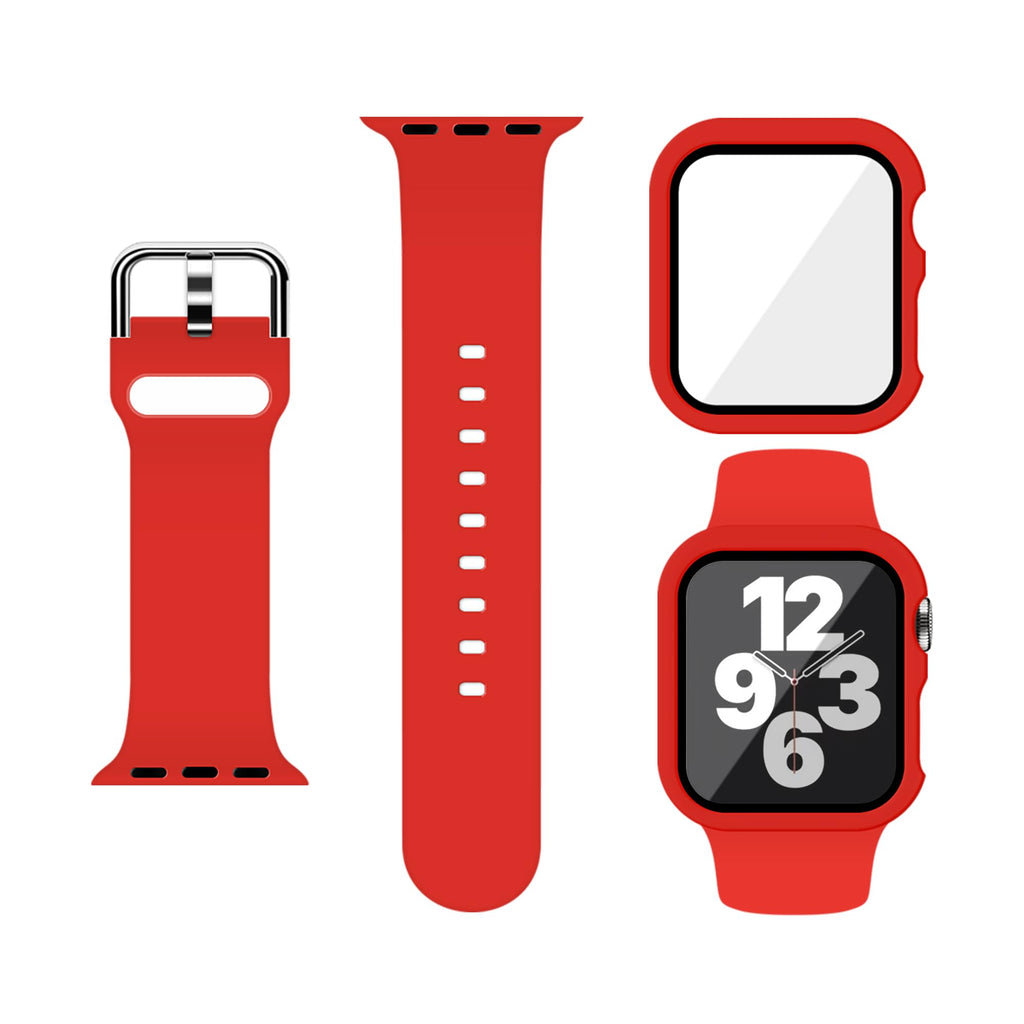 Silicone Sport Band and PC Case with Screen Protector for Apple Watch