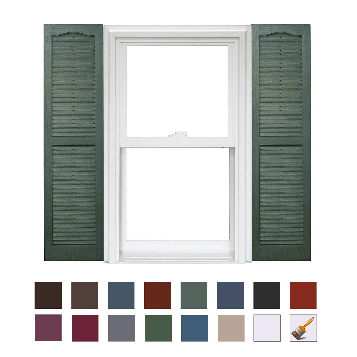 Homeside Open Louver Shutter 1 Pair 14-1/2in. x 25in. 330 Berry - Premium Exterior Vinyl | Classic Slatted Design | Fade-Resistant Color-Through | Easy Installation | Made in USA