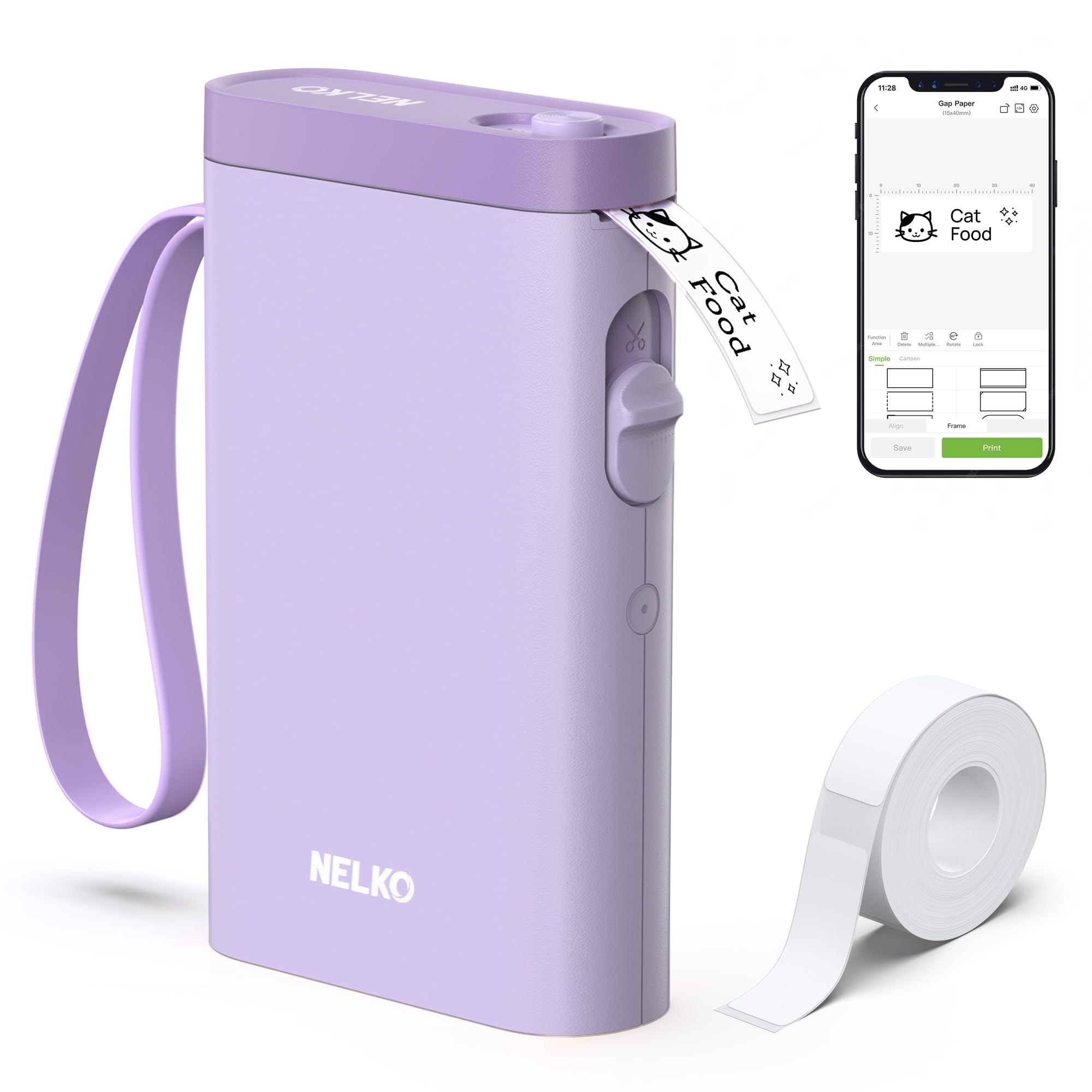 Nelko Label Maker Machine with Tape, P21 Bluetooth Label Printer, Wireless Mini Label Makers with Multiple Templates for School Office Home, White