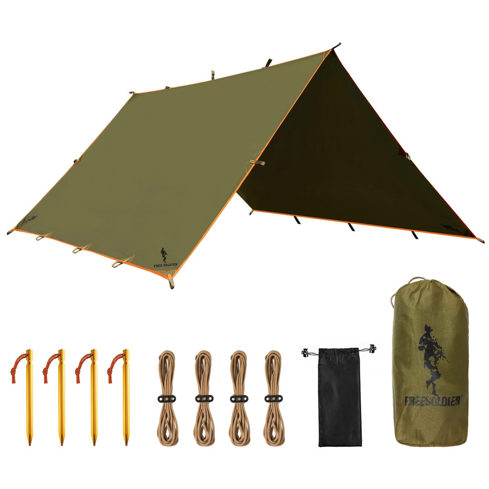 Free Soldier Waterproof Portable Tarp Multifunctional Outdoor Camping Traveling Awning Backpacking Tarp shelter Rain Tarp