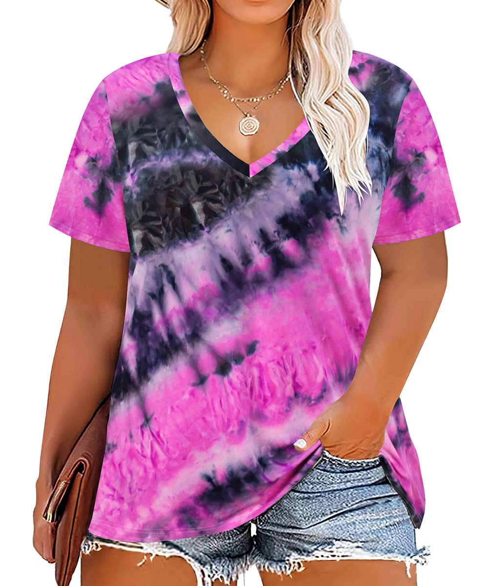CARCOS Womens Plus Size Tops Short Sleeve Shirts V Neck Tunic Floral/Aniaml Blouses XL-5X