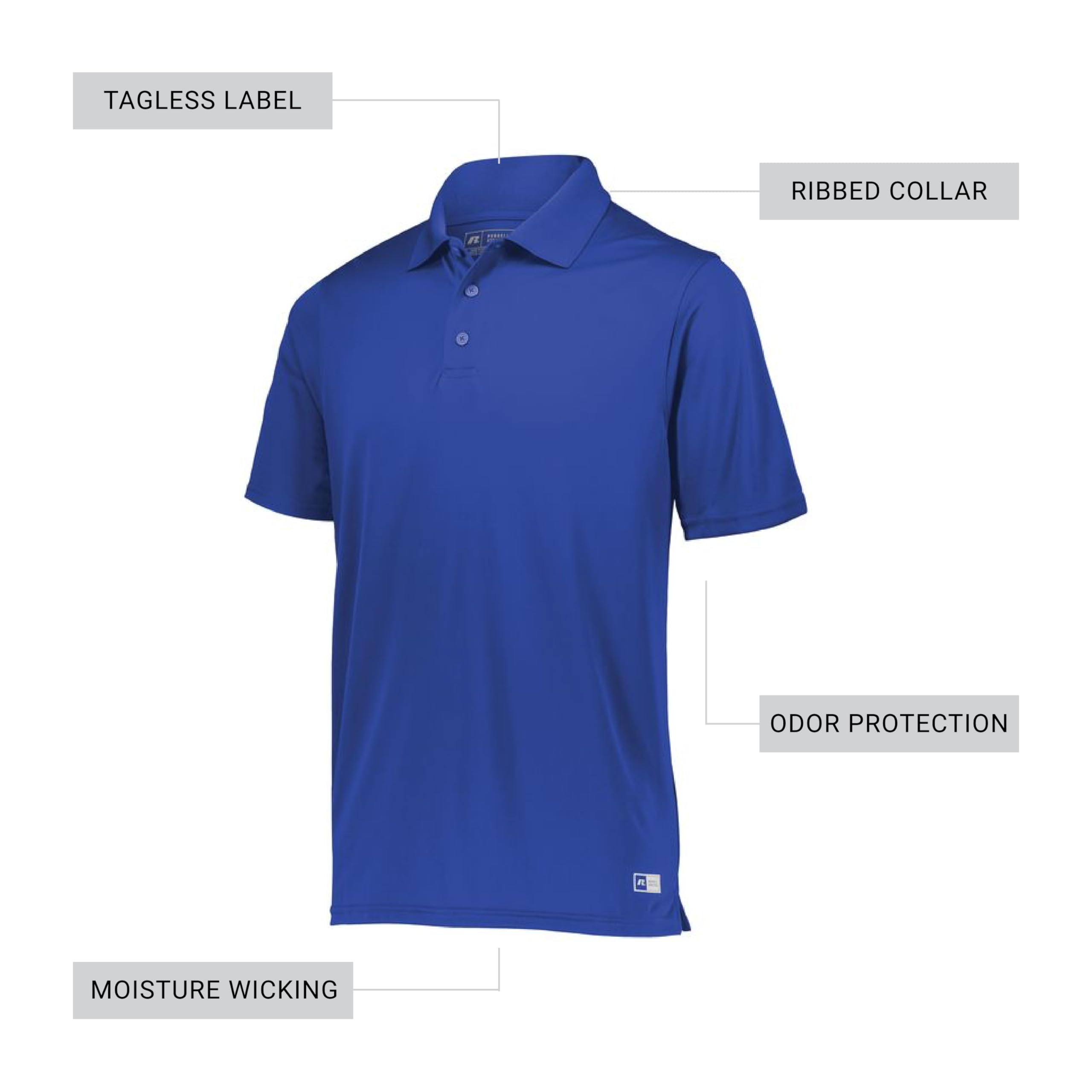 Russell Athletic Mens Dri-Power Performance Polo | Premium Dri-fit Polo Shirt for Men