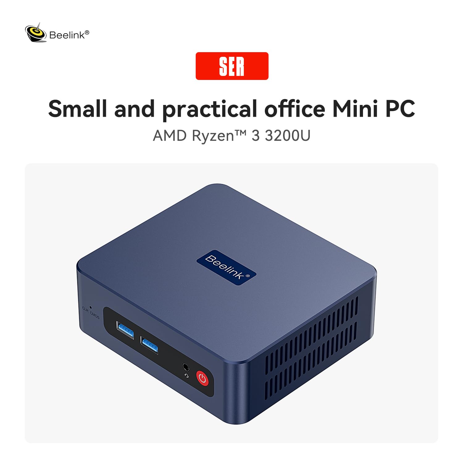 Beelink SER3 with AMD Ryzen 3 3200U, 8GB DDR4, 480GB NVMe M.2 SSD,Dual Display via HDMI 4K@60Hz Output, WiFi5, BT5.0, 1000M LAN, W-11 pro Gaming Office Mini Computer